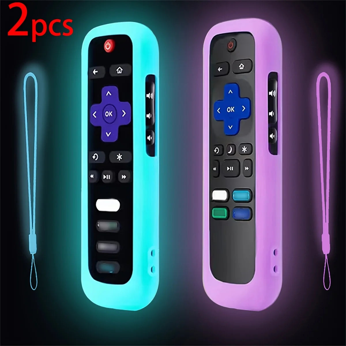 1/2/3 piece set of luminous silicone remote control with rope suitable for TCL Hisense Roku TV remote control