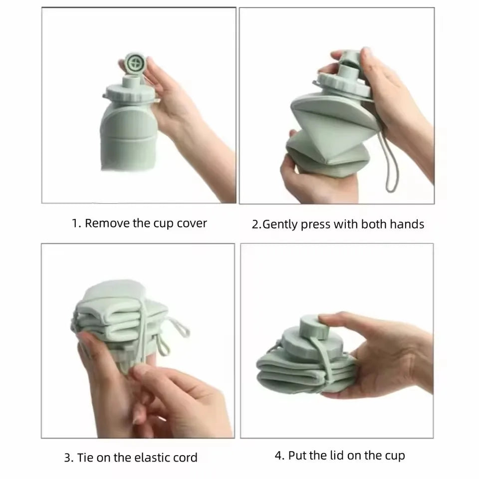 1Pc 600mlLarge Collapsible Silicone Cup-Portable Travel Water Bottle for Outdoor, Food-Grade with Fresh Colors, Foldable Design