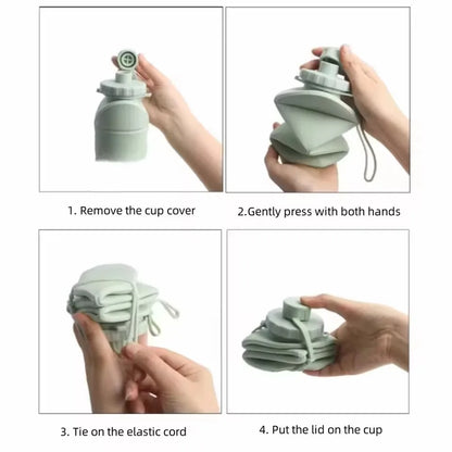 1Pc 600mlLarge Collapsible Silicone Cup-Portable Travel Water Bottle for Outdoor, Food-Grade with Fresh Colors, Foldable Design