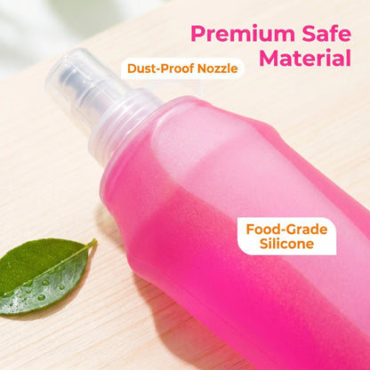 Collapsible Silicone Water Bottle with Bite Valve, Space Saving Foldable Water Container for Travel Camping Hiking Running