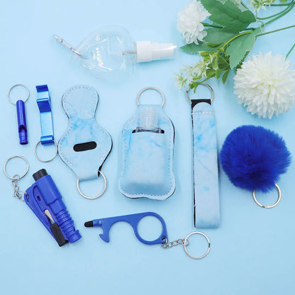 10pcs/Set Self Defense For Women Safety Keychain,Window Breaker Spray bottle Lipstick holder Keychain Accessories For Women ﻿