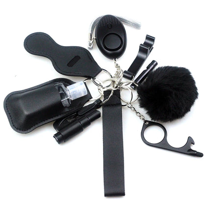 10-12PCS Girl Safety Keychain Supply Self Defense Keychain For Women Bottle Opener Pom Pom Fur Ball Wristlet Card Grabber