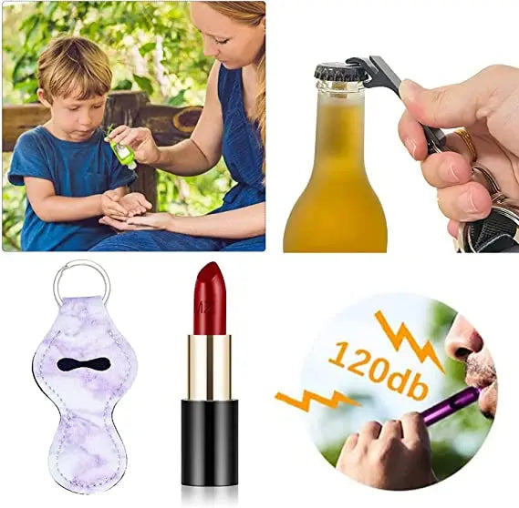 10-12PCS Girl Safety Keychain Supply Self Defense Keychain For Women Bottle Opener Pom Pom Fur Ball Wristlet Card Grabber