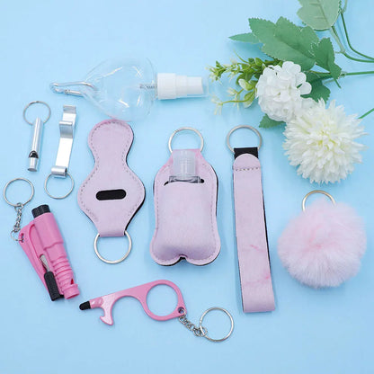 10pcs/Set Self Defense For Women Safety Keychain,Window Breaker Spray bottle Lipstick holder Keychain Accessories For Women ﻿