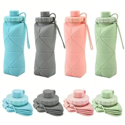 1Pc 600mlLarge Collapsible Silicone Cup-Portable Travel Water Bottle for Outdoor, Food-Grade with Fresh Colors, Foldable Design