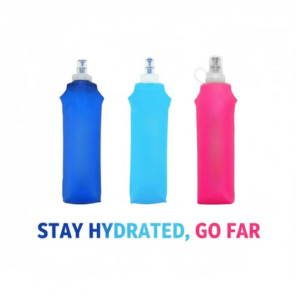Collapsible Silicone Water Bottle with Bite Valve, Space Saving Foldable Water Container for Travel Camping Hiking Running