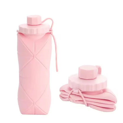 1Pc 600mlLarge Collapsible Silicone Cup-Portable Travel Water Bottle for Outdoor, Food-Grade with Fresh Colors, Foldable Design