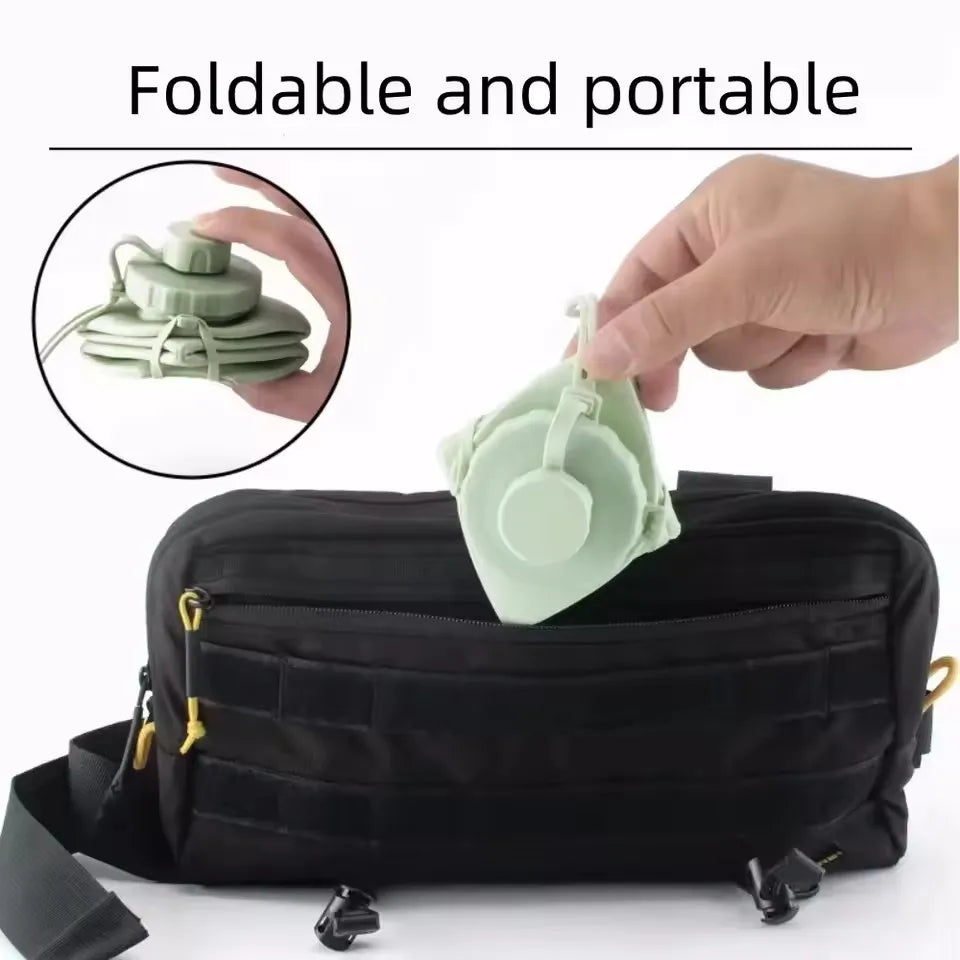 1Pc 600mlLarge Collapsible Silicone Cup-Portable Travel Water Bottle for Outdoor, Food-Grade with Fresh Colors, Foldable Design