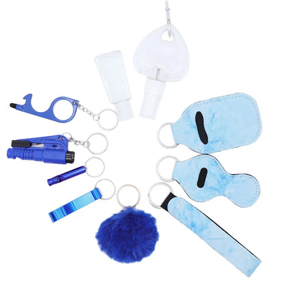 10pcs/Set Self Defense For Women Safety Keychain,Window Breaker Spray bottle Lipstick holder Keychain Accessories For Women ﻿