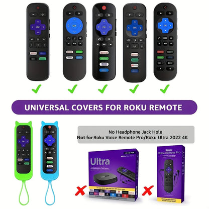 Glow in the dark cute cat's ears shaped silicone universal remote control cover with  for TCL Hisense Roku TV remote control