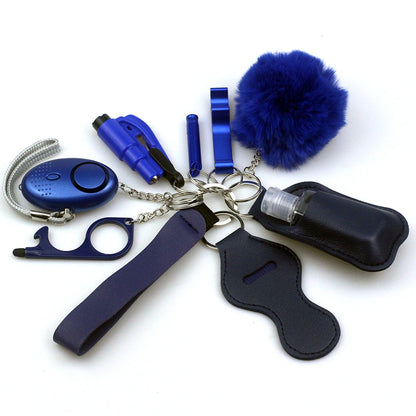 10-12PCS Girl Safety Keychain Supply Self Defense Keychain For Women Bottle Opener Pom Pom Fur Ball Wristlet Card Grabber